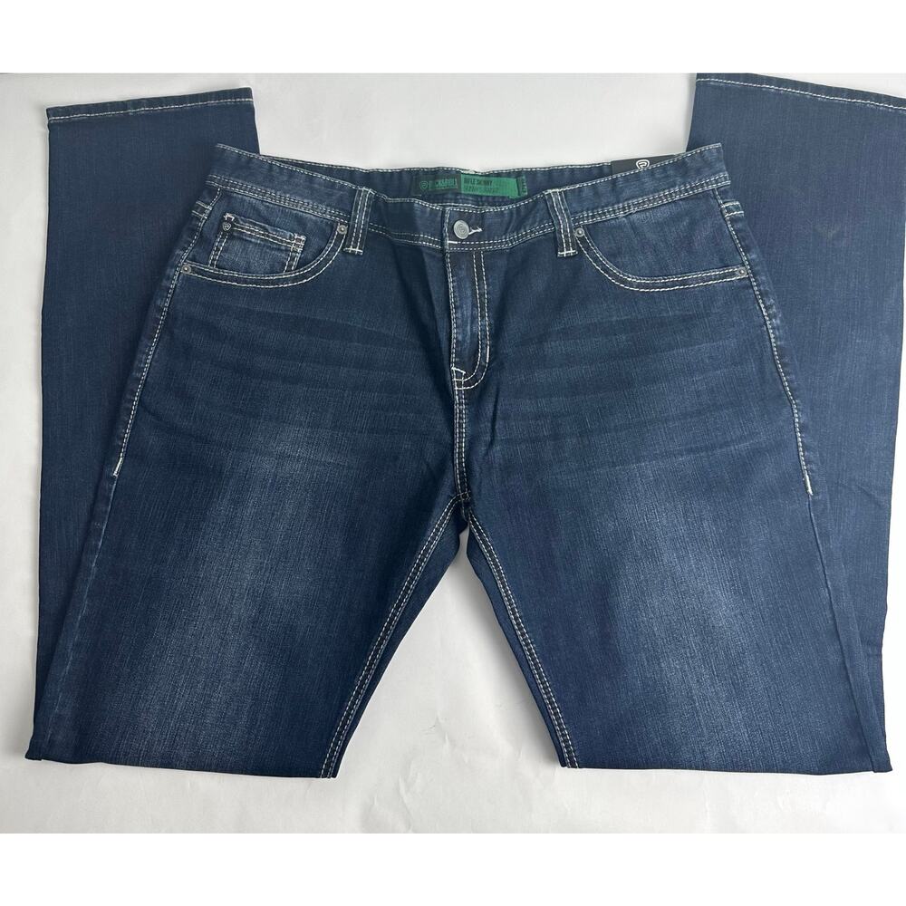 Rock & Roll Denim Rifle Skinny Fit Straight Leg Jeans Dark Wash 42x38 Western